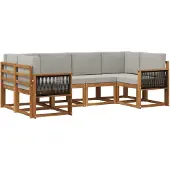 vidaXL Buiten bank set 6 st Naturel en lichtgrijs Massief Acacia Hout
