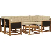 vidaXL Buiten bank set 7 st Natuurlijk en Beige