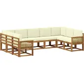 vidaXL Buiten bank set 9 st Natuurlijk en Crème Massief Acacia Hout