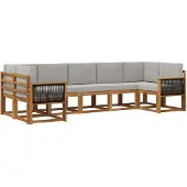 vidaXL - Buiten - bank - set - 7 - st - Naturel - en - lichtgrijs