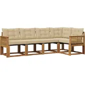 vidaXL Buiten bank set 5 st Natuurlijk en Beige