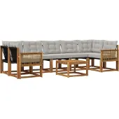 vidaXL Buiten bank set 8 st Naturel en lichtgrijs
