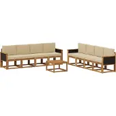 vidaXL Buiten bank set 9 st Naturel Massief Acacia Hout en Polyester