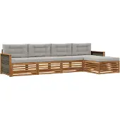 vidaXL Buiten bank set 5 st Naturel en lichtgrijs