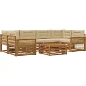 vidaXL Buiten bank set 7 st Natuurlijk en Beige