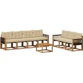 vidaXL Buiten bank set 8 st Natuurlijk en Beige