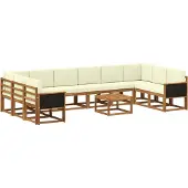 vidaXL Buiten bank set 11 pcs Natuurlijk en Crème Massief Acacia Hout