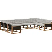 vidaXL Buiten bank set 9 st Naturel en lichtgrijs