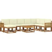 vidaXL Buiten bank set 9 pcs Natuurlijk en Crème Massief Acacia Hout