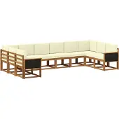 vidaXL Buiten bank set 10 pcs Natuurlijk en Crème Massief Acacia Hout