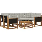 vidaXL Buiten bank set 7 st Naturel en lichtgrijs