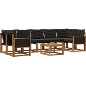 vidaXL Buiten bank set 8 st Naturel en Zwart