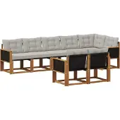 vidaXL Buiten bank set 8 st Naturel en lichtgrijs