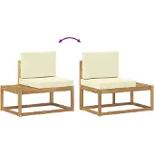 vidaXL Buiten bank set 4 Stuk Wit en crèmekleurig Polyester