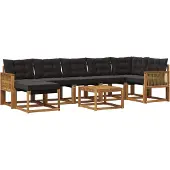vidaXL Buiten bank set 8 st Naturel en Zwart