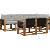 vidaXL Buiten bank set 7 st Naturel en lichtgrijs