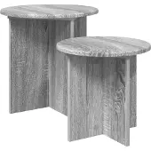 vidaXL Bijzettafelset met opslag 2 pcs Grijs sonoma Geconstrueerd hout