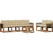 vidaXL Buiten bank set 7 st Natuurlijk en Beige