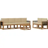 vidaXL Buiten bank set 6 st Naturel Massief Acacia Hout en Polyester