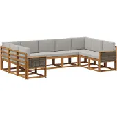 vidaXL Buiten bank set 9 st Naturel en lichtgrijs Massief Acacia Hout
