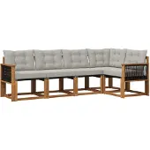 vidaXL Buiten bank set 5 st Naturel en lichtgrijs