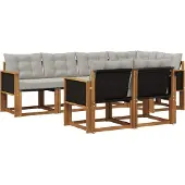 vidaXL Buiten bank set 7 st Naturel en lichtgrijs