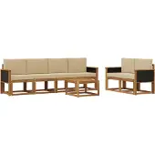 vidaXL Buiten bank set 6 st Naturel Massief Acacia Hout en Polyester
