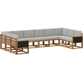 vidaXL - Buiten - bank - set - 10 - st - Naturel - en - lichtgrijs - Massief - Acacia - Hout