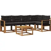 vidaXL Buiten bank set 6 st Naturel en Zwart