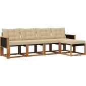 vidaXL Buiten bank set 5 st Natuurlijk en Beige