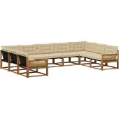 vidaXL Buiten bank set 9 st Natuurlijk en Beige
