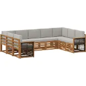 vidaXL Buiten bank set 7 st Naturel en lichtgrijs