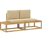 vidaXL Buiten eindsofa met kussen 2 Stuk Wit Massief Acacia Hout