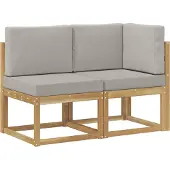 vidaXL Outdoor Midden- en Hoekbank 2 Stuk Wit Massief Acacia Hout