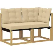 vidaXL 2 st Outdoor Midden- en Hoekbank Wit