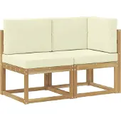 vidaXL Outdoor Midden- en Hoekbank 2 Stuk Wit Massief Acacia Hout