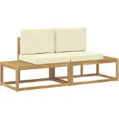 vidaXL Buiten eindsofa met kussen 2 Stuk Wit Massief Acacia Hout