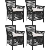 vidaXL Tuinstoel, 4 stuks, zwart en crème, van polyrotan