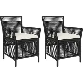 vidaXL Buitenzit met kussen 2 pcs Zwart en Crème poly rattan