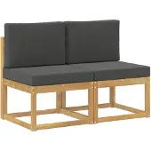 vidaXL 2 Stuk Buiten Midden Sofa Massief Acacia Hout Wit