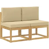 vidaXL 2 Stuk Buiten Midden Sofa Massief Acacia Hout Wit