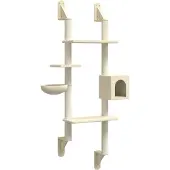 vidaXL Kattenmeubel wandgemonteerd met krabpaal 180 cm crèmekleurig