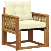 vidaXL Buiten Midden Sofa Massief Acaciahout en Textilene Naturel