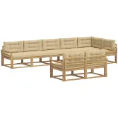 vidaXL Buiten bank set 6 st Wit en Beige Polyester