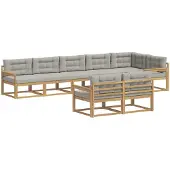 vidaXL Tuinset met 6 zitplaatsen, wit en lichtgrijs, polyester