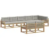 vidaXL Tuinset met 6 zitplaatsen, wit en lichtgrijs, polyester