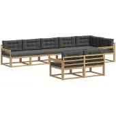 vidaXL Tuinset met 6 zitplaatsen, wit en antraciet, polyester