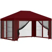 vidaXL Tuin gazebo met zijwanden 4 × 3 m Bordeauxrood