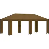 vidaXL Tuinpaviljoen, 6 x 3 m, taupe kleur, polyester en staal, 190 gsm