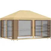 vidaXL Tuinpaviljoen met zijwanden, 4 x 3 meter, crème